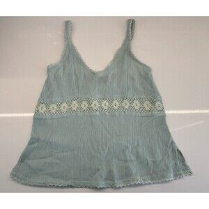 Vintage BHAGS Women's top Green floral lace free Size 100% cotton boho handmade